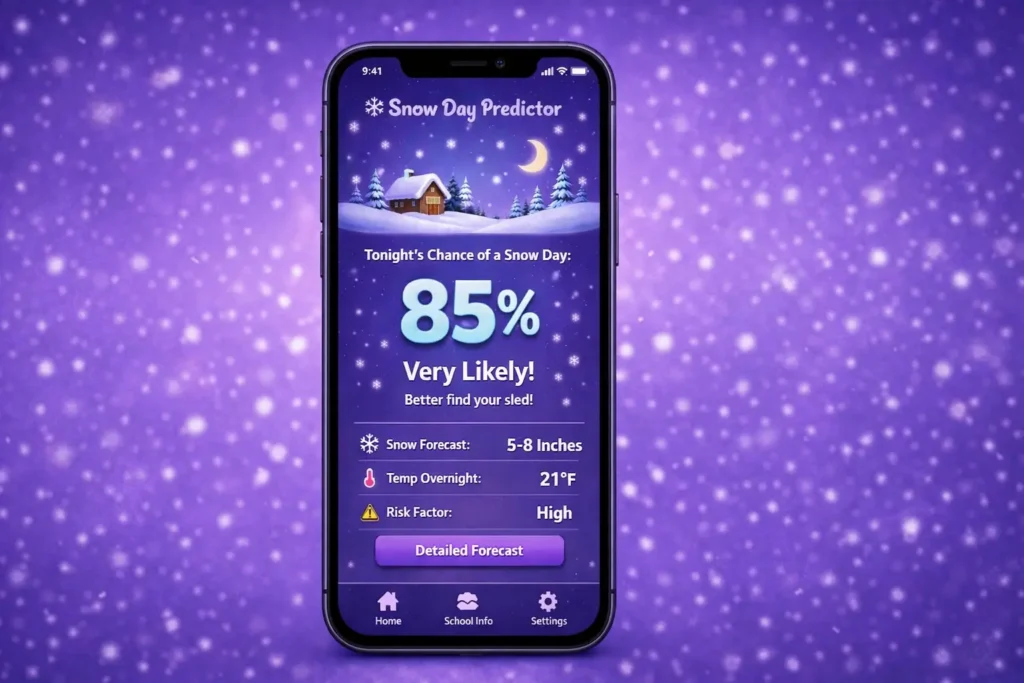 Snow day prediction with high likelihood