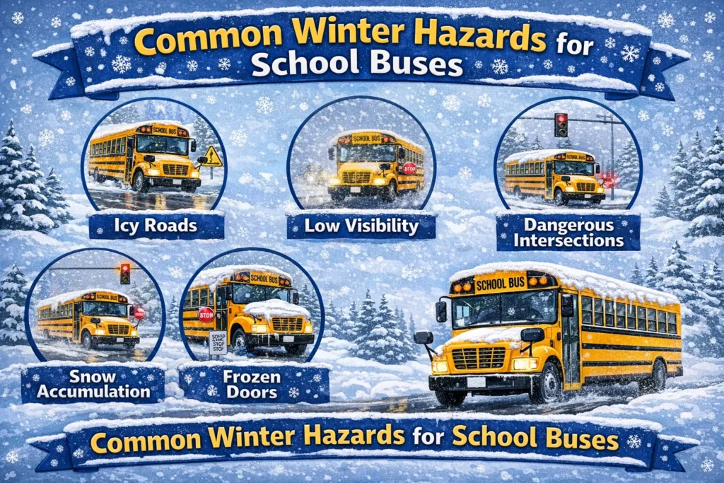 Common winter hazads for school buses