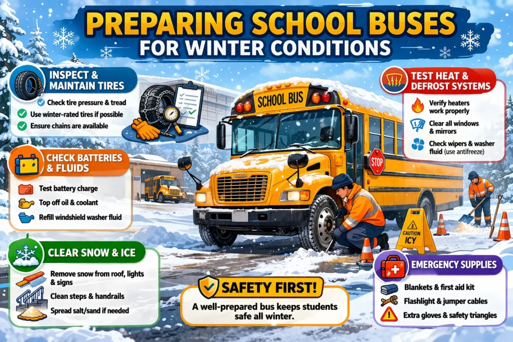 Preparing school buses for winter condition