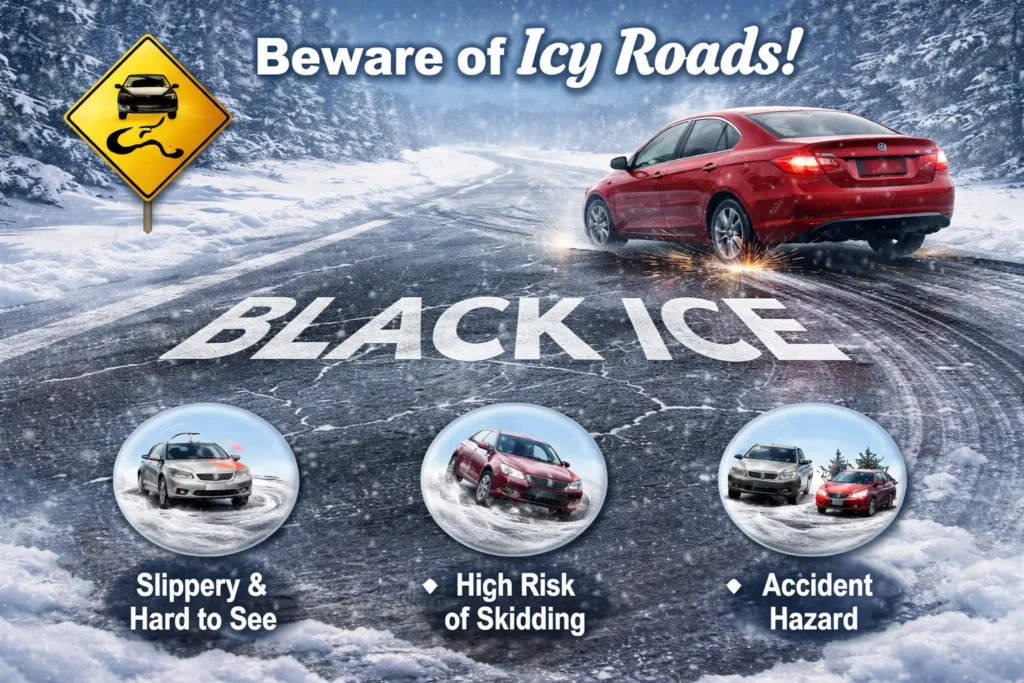 Warning about icy road conditions