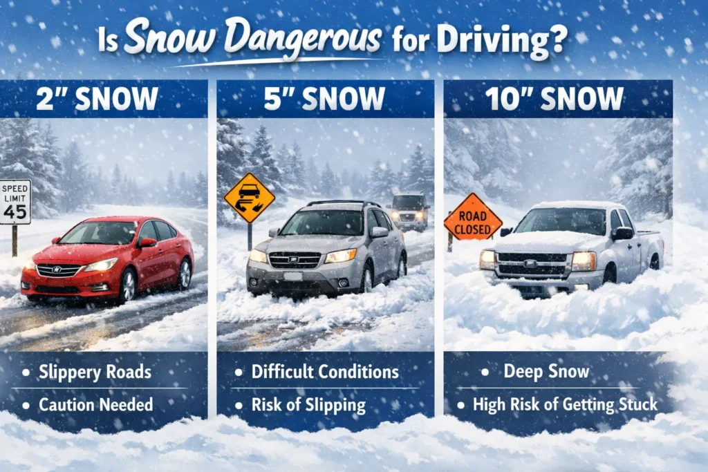 Snow driving hazards by depth