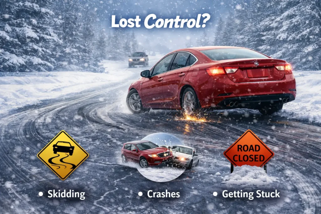 Winter driving hazards and warnings
