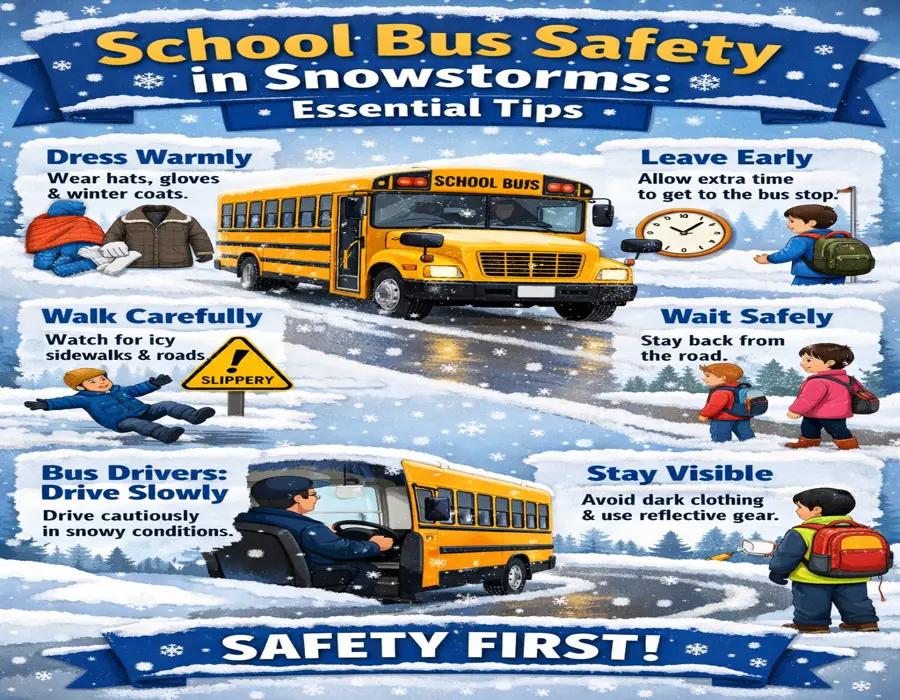 School bus safety in snow storm