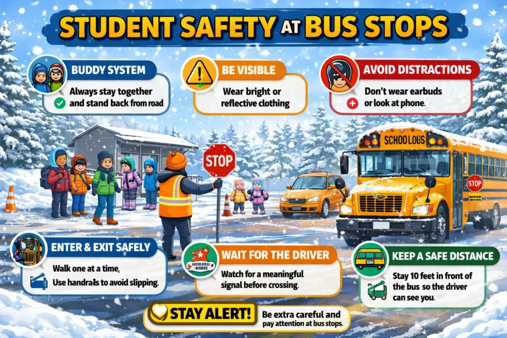 Safety tips for students at bus stops