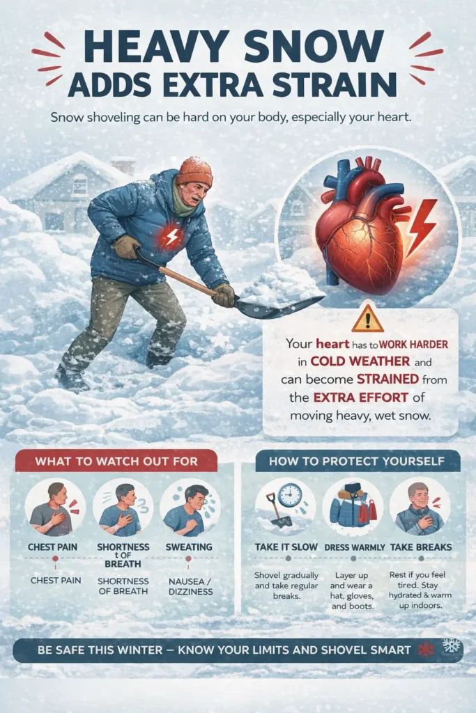 heavy snow adds extra strain on heart