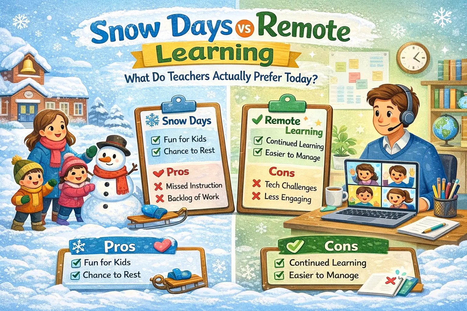 explaining snow day and remote learning