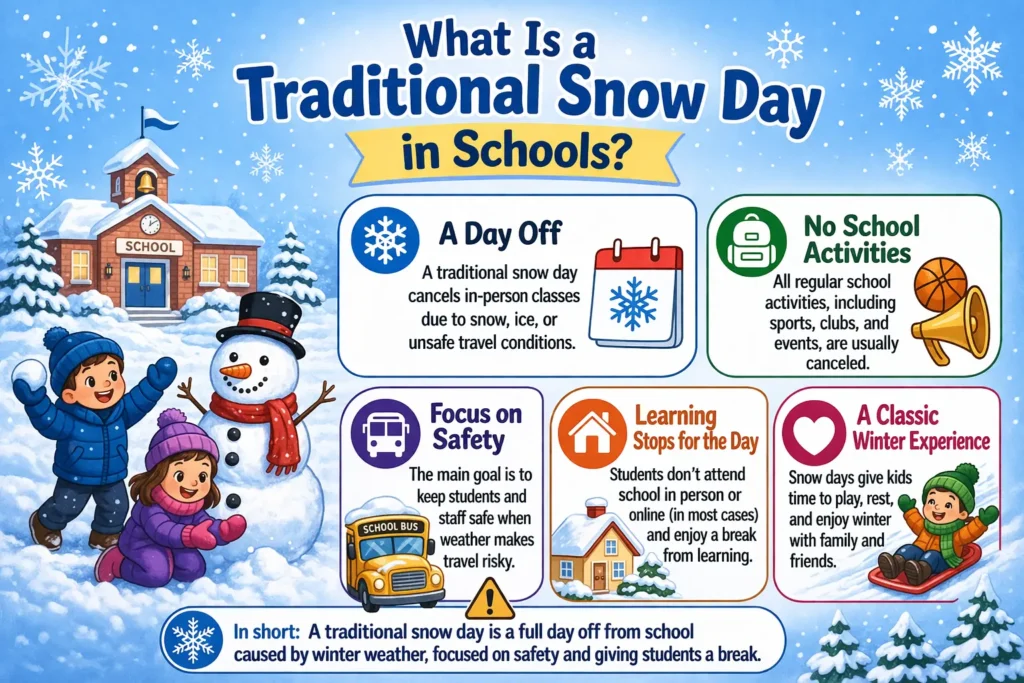 What is a traditional snow day school explain